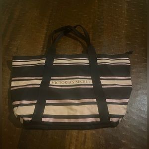 Victoria secret black and pink tote bag with zipper closure